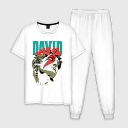 Пижама хлопковая мужская Давид Bowie, цвет: белый