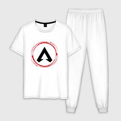 Пижама хлопковая мужская Символ Apex Legends и красная краска вокруг, цвет: белый