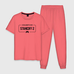 Пижама хлопковая мужская Standoff 2 Gaming Champion: рамка с лого и джойсти, цвет: коралловый