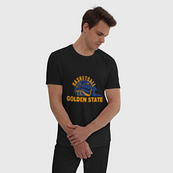 Пижама хлопковая мужская Golden State Basketball, цвет: черный — фото 2