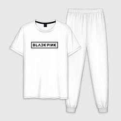 Пижама хлопковая мужская BLACKPINK LOGO, цвет: белый