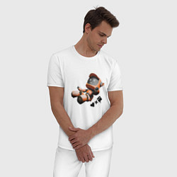 Пижама хлопковая мужская Падающий робот с логотипом, цвет: белый — фото 2
