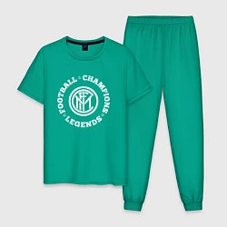 Пижама хлопковая мужская Символ Inter и надпись Football Legends and Champi, цвет: зеленый