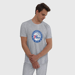 Пижама хлопковая мужская Филадельфия Севенти Сиксерс NBA, цвет: меланж — фото 2