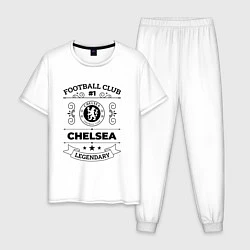 Пижама хлопковая мужская Chelsea: Football Club Number 1 Legendary, цвет: белый