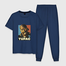 Пижама хлопковая мужская Tupac - All Eyez On me, цвет: тёмно-синий
