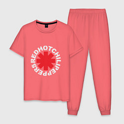 Пижама хлопковая мужская Peppers - Logo, цвет: коралловый