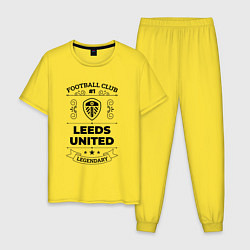 Пижама хлопковая мужская Leeds United: Football Club Number 1 Legendary, цвет: желтый