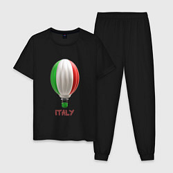 Пижама хлопковая мужская 3d aerostat Italy flag, цвет: черный