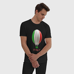 Пижама хлопковая мужская 3d aerostat Italy flag, цвет: черный — фото 2