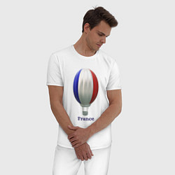 Пижама хлопковая мужская 3d aerostat French flag, цвет: белый — фото 2