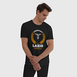 Пижама хлопковая мужская Лого Lazio и надпись Legendary Football Club, цвет: черный — фото 2