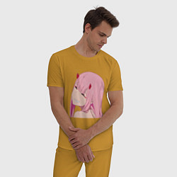 Пижама хлопковая мужская Zero Two крупный план, цвет: горчичный — фото 2