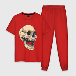 Пижама хлопковая мужская Крутой Череп Анатомия, цвет: красный