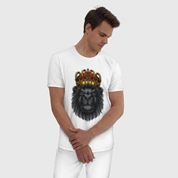 Пижама хлопковая мужская Черный царь зверей, цвет: белый — фото 2