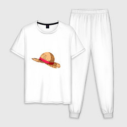 Пижама хлопковая мужская LUFFY HAT, цвет: белый