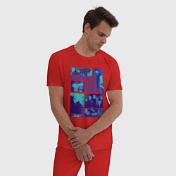 Пижама хлопковая мужская Призрак в доспехах экшен, цвет: красный — фото 2