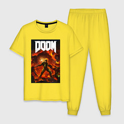 Пижама хлопковая мужская Doom slayer - hell, цвет: желтый