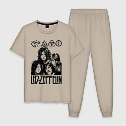 Пижама хлопковая мужская Led Zeppelin Black, цвет: миндальный