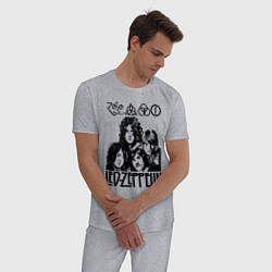 Пижама хлопковая мужская Led Zeppelin Black, цвет: меланж — фото 2