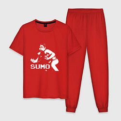 Пижама хлопковая мужская Sumo pixel art, цвет: красный