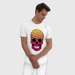 Пижама хлопковая мужская Pop-art skull, цвет: белый — фото 2