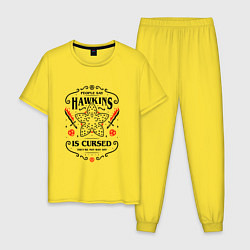 Пижама хлопковая мужская HAWKINS IS CURSED : Очень странные дела, цвет: желтый