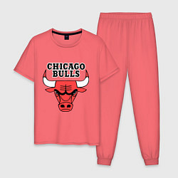 Пижама хлопковая мужская Chicago Bulls, цвет: коралловый