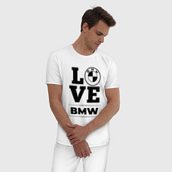Пижама хлопковая мужская BMW love classic, цвет: белый — фото 2