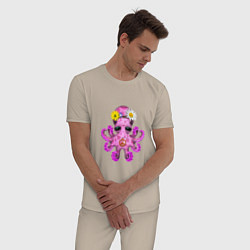 Пижама хлопковая мужская Мир - Розовый Осьминог, цвет: миндальный — фото 2