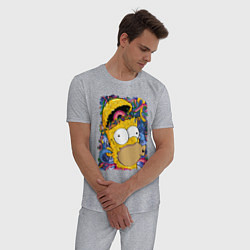 Пижама хлопковая мужская Мозг Гомера Симпсона - постер, цвет: меланж — фото 2