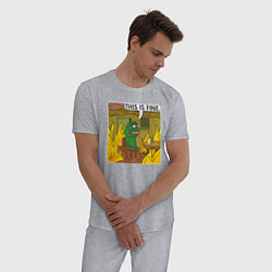 Пижама хлопковая мужская Пепе Лягушонок в беде, цвет: меланж — фото 2