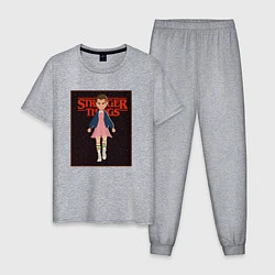 Пижама хлопковая мужская Очень странные дела - 11, цвет: меланж