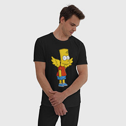 Пижама хлопковая мужская Барт Симпсон - единорог, цвет: черный — фото 2