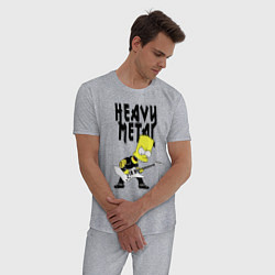 Пижама хлопковая мужская Барт Симпсон - heavy metal, цвет: меланж — фото 2