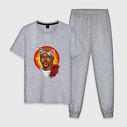 Пижама хлопковая мужская 2Pac rapper, цвет: меланж