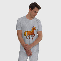 Пижама хлопковая мужская Конь бьет копытом, цвет: меланж — фото 2