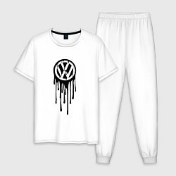 Пижама хлопковая мужская Volkswagen - art logo, цвет: белый