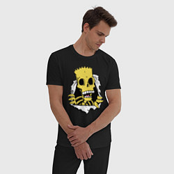 Пижама хлопковая мужская Скелет Барта Симпсона разрывает ткань, цвет: черный — фото 2