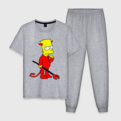 Пижама хлопковая мужская Bart Simpson - devil, цвет: меланж