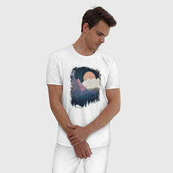 Пижама хлопковая мужская Бездорожье и горы, цвет: белый — фото 2