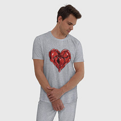 Пижама хлопковая мужская Раненое штопаное сердце, цвет: меланж — фото 2