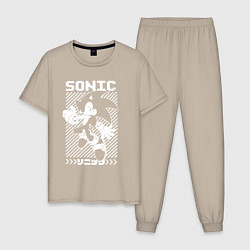Пижама хлопковая мужская Sonic - game, цвет: миндальный