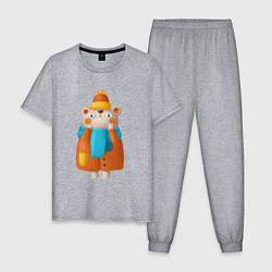 Пижама хлопковая мужская Медведица в шубе, цвет: меланж