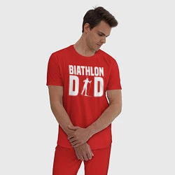 Пижама хлопковая мужская Биатлонный папа, цвет: красный — фото 2