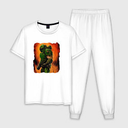 Пижама хлопковая мужская Doomguy 8 bit, цвет: белый