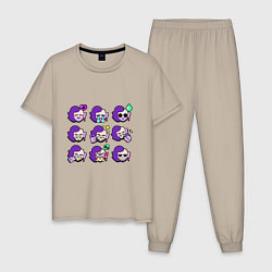 Пижама хлопковая мужская Значки на Эмз Пины Бравл Старс Emz, цвет: миндальный