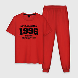Пижама хлопковая мужская Основана в 1996 году и доведена до совершенства, цвет: красный