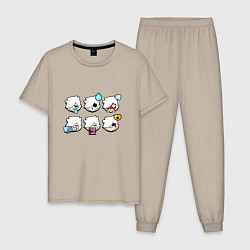 Пижама хлопковая мужская Значки на Колетт Пины Бравл Старс Colette, цвет: миндальный