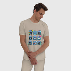 Пижама хлопковая мужская Значки на Эш Пины Бравл Старс Ash, цвет: миндальный — фото 2